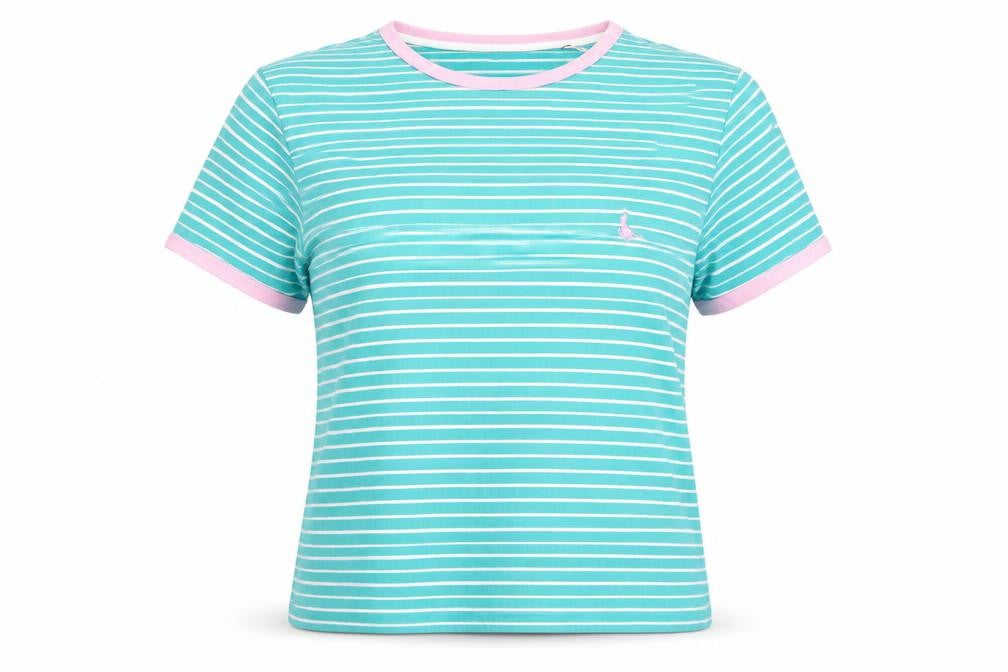 Front view of Jack Wills Women's Blue Striped T-Shirt, size 6
