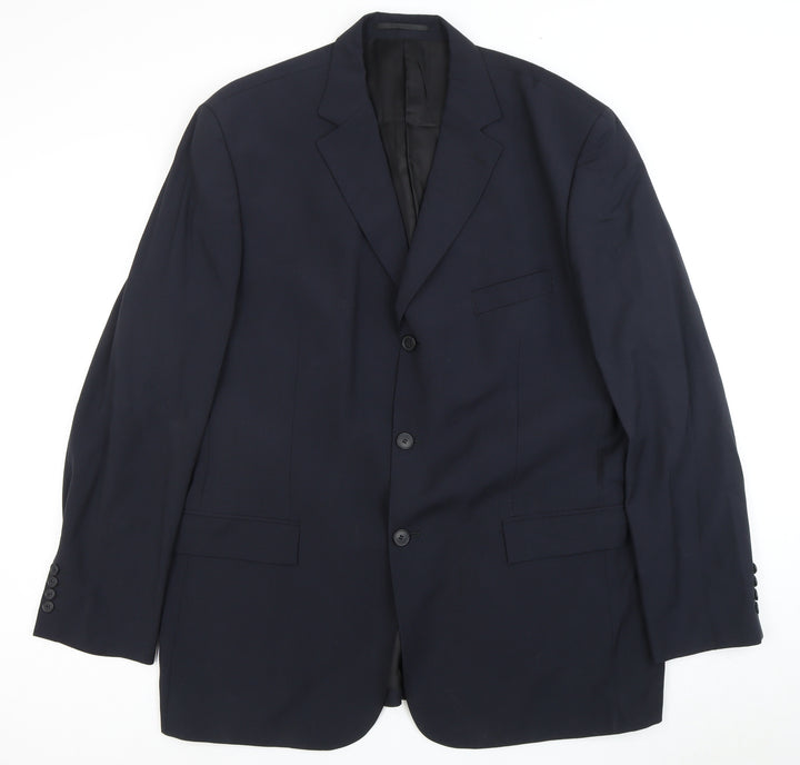 Moss Men’s Blue Wool Suit Jacket, Size 46R Formal Wear