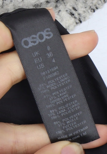 ASOS Women's Grey Hooded Long Sleeve Jacket Size 8