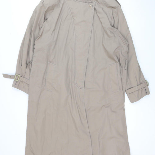 C&A Women's Beige Long Coat, Size 16, Buckle Detail