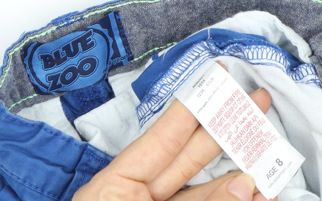 Blue Zoo Boys Blue Cotton Shorts Age 8 Excellent Condition