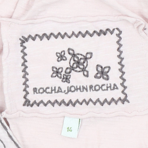 Rocha.John Rocha Women's Pink Embroidered Blouse, Size 14