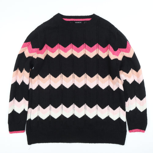 Roman Women's Black Pullover Jumper, Size 14, Geometric