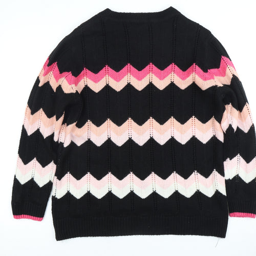 Roman Women's Black Pullover Jumper, Size 14, Geometric
