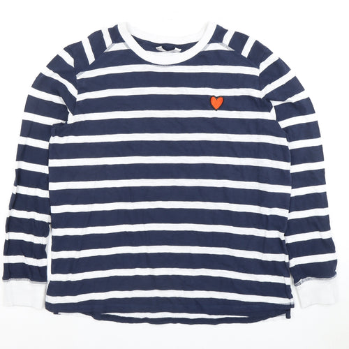 Marks and Spencer Women's Blue Striped T-Shirt Size 10