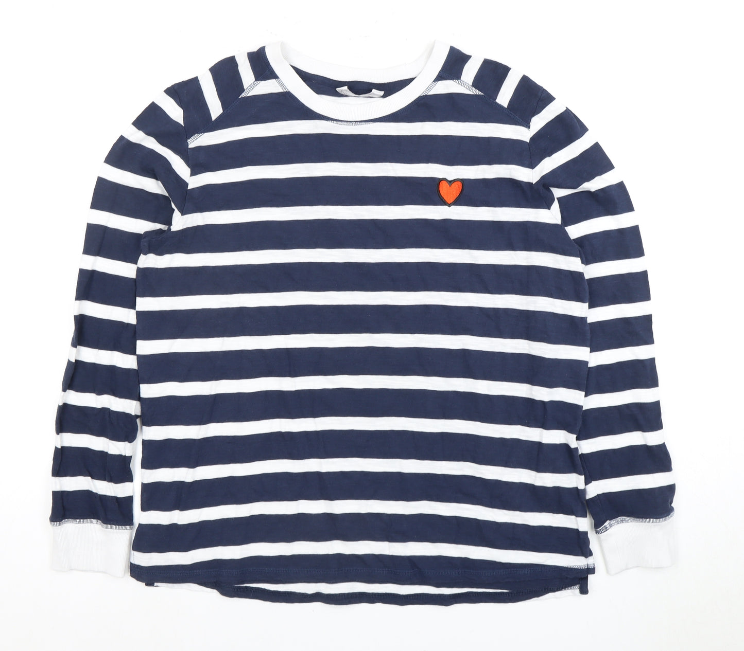 Marks and Spencer Women's Blue Striped T-Shirt Size 10