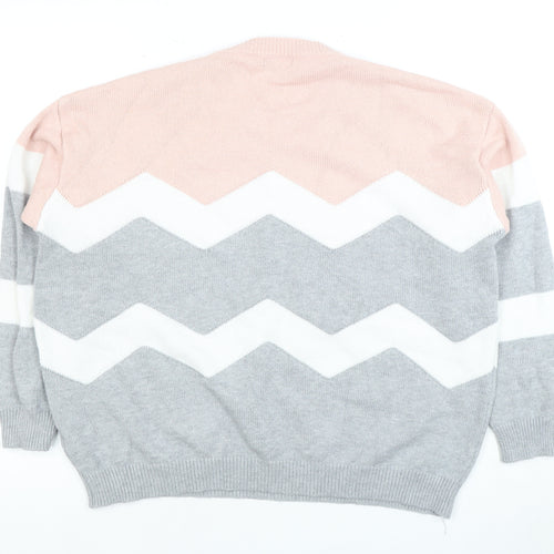 Roman Women's Pink Geometric Pullover Jumper Size 14
