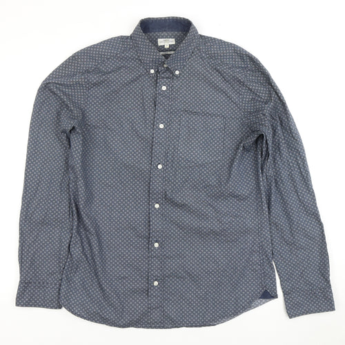 Next Men's Blue Geometric Medium Dress Shirt