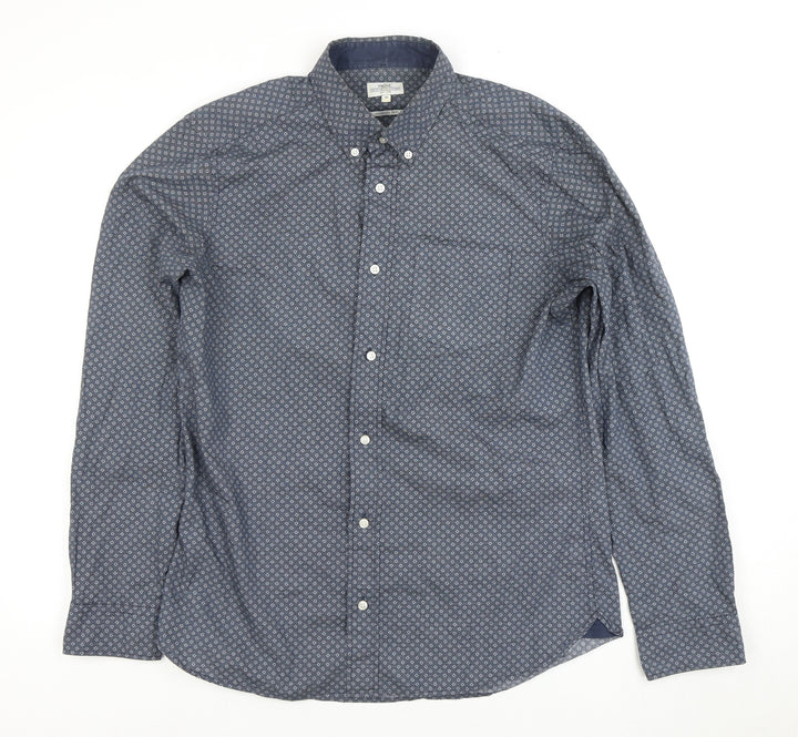 Next Men's Blue Geometric Medium Dress Shirt