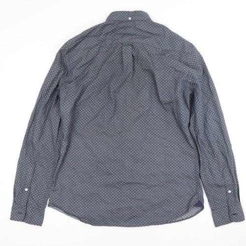Next Men's Blue Geometric Medium Dress Shirt