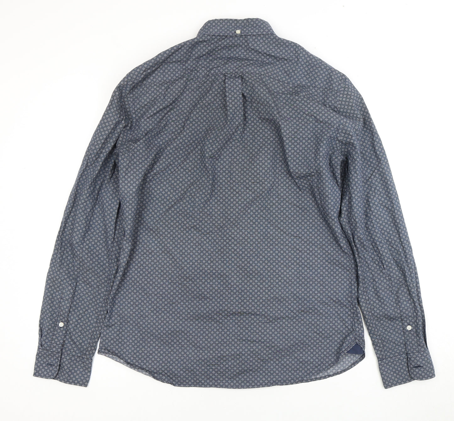 Next Men's Blue Geometric Medium Dress Shirt