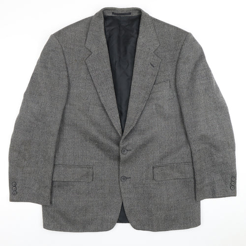 Vintage Men's Grey Wool Blazer 40 Short Herringbone
