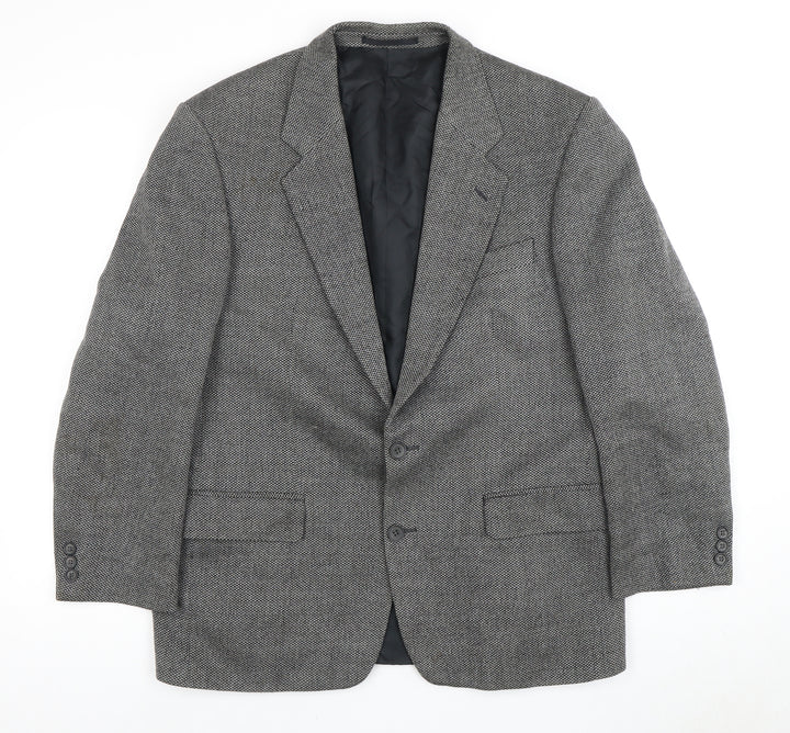 Vintage Men's Grey Wool Blazer 40 Short Herringbone