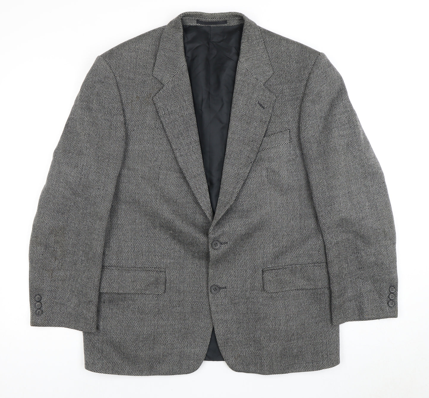Vintage Men's Grey Wool Blazer 40 Short Herringbone