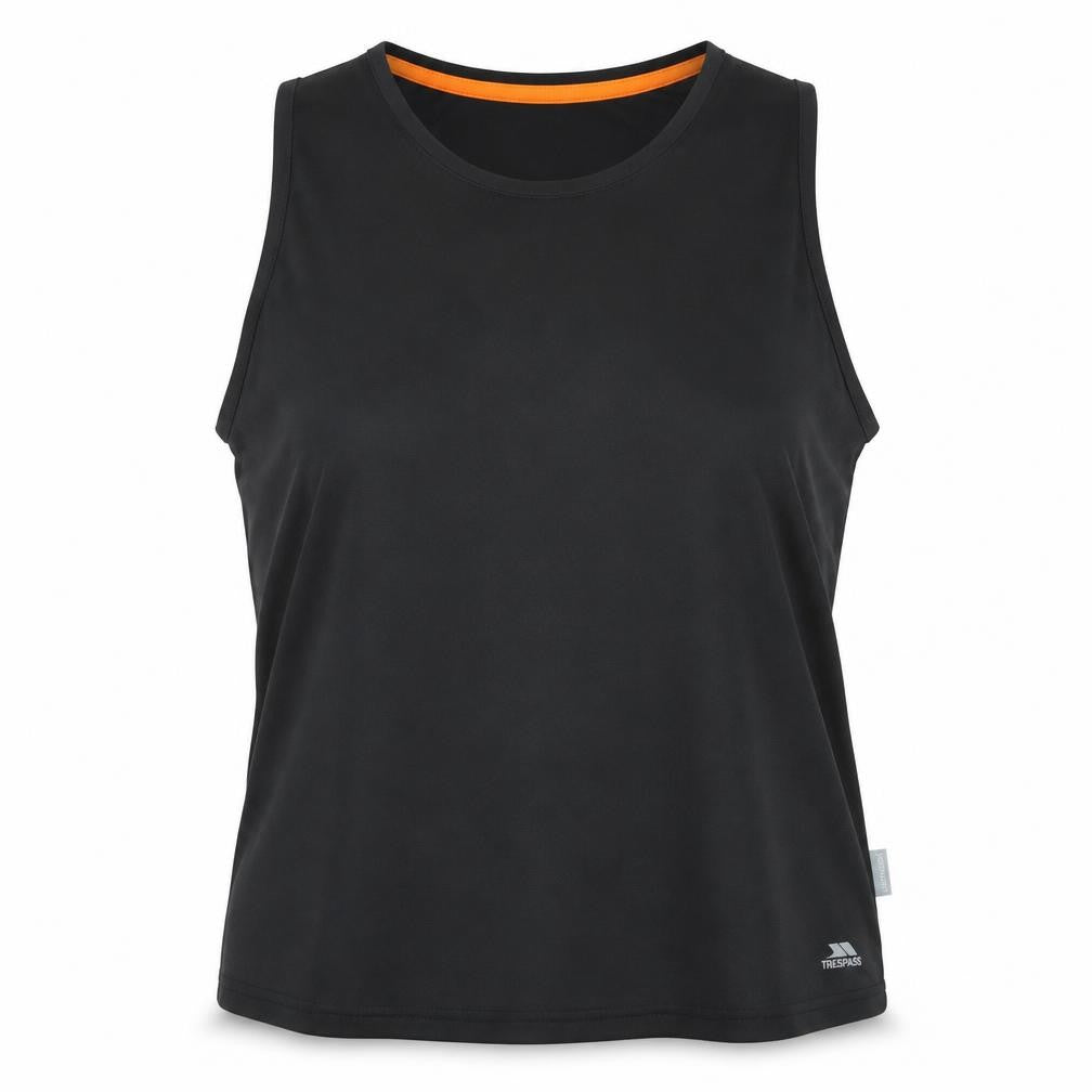 Front view of Trespass unisex black gym tank top 2xl quick dry