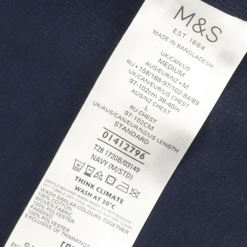 Marks and Spencer Men's Navy Puffer Jacket, M, Quilted