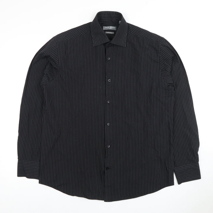 Jack Reid Men's Black Striped Dress Shirt 15.5 Long Sleeve