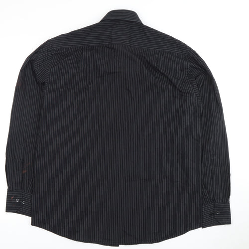 Jack Reid Men's Black Striped Dress Shirt 15.5 Long Sleeve