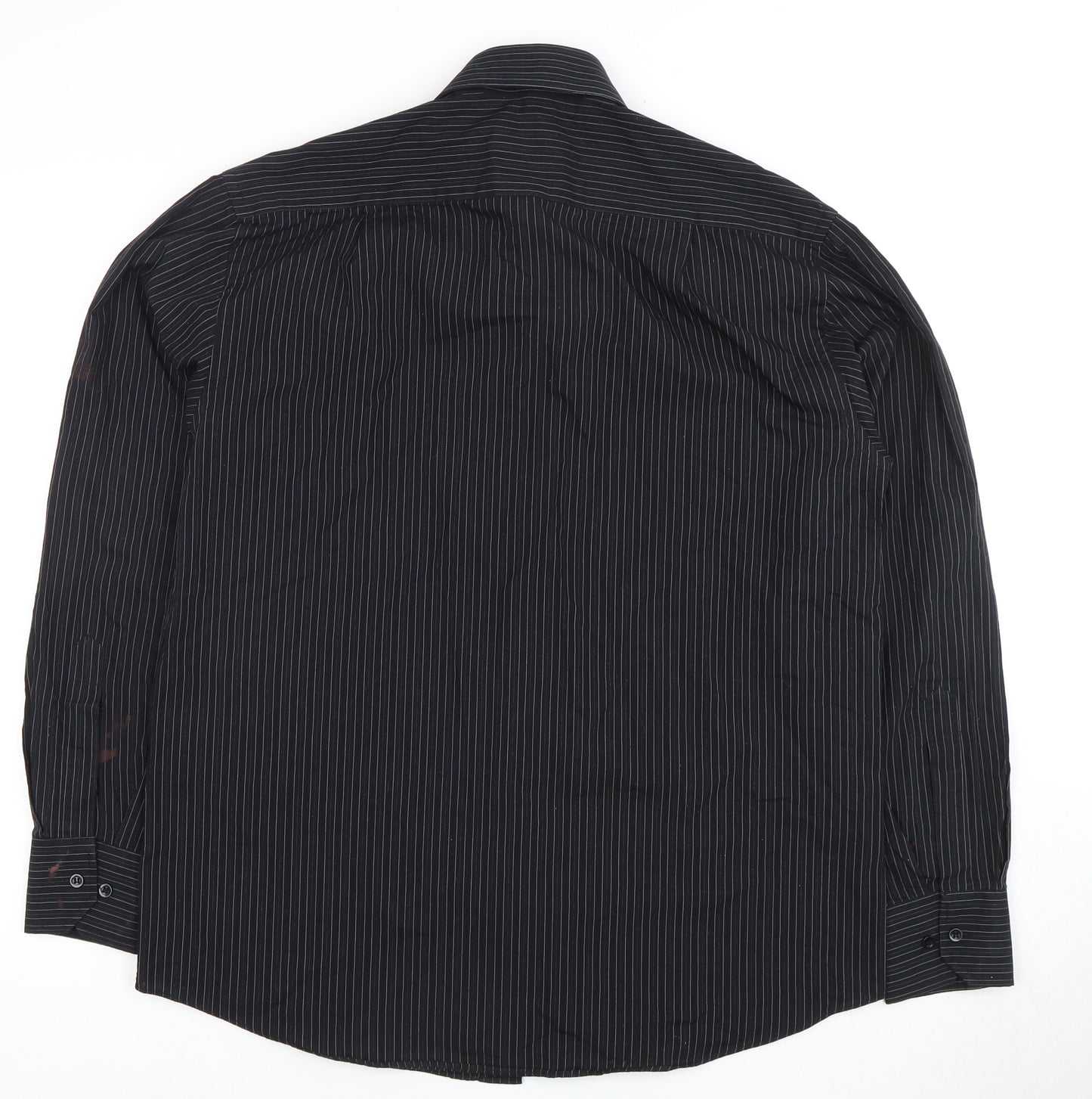 Jack Reid Men's Black Striped Dress Shirt 15.5 Long Sleeve