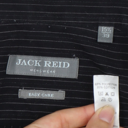 Jack Reid Men's Black Striped Dress Shirt 15.5 Long Sleeve