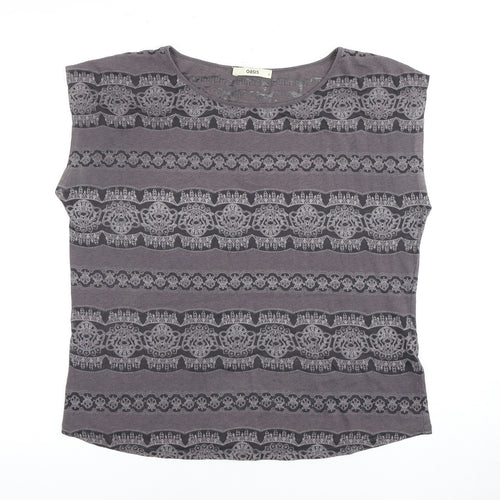 Oasis Women's Grey Geometric T-Shirt Size S