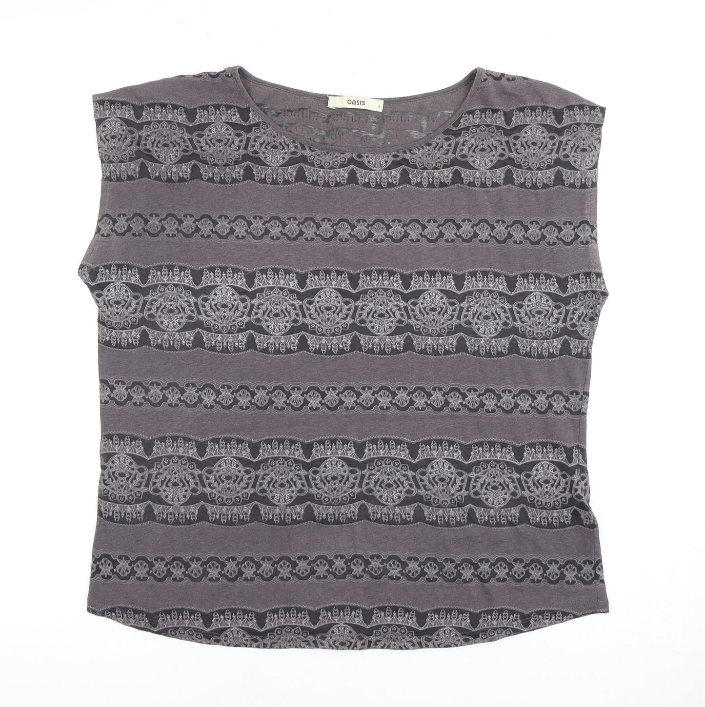 Oasis Women's Grey Geometric T-Shirt Size S
