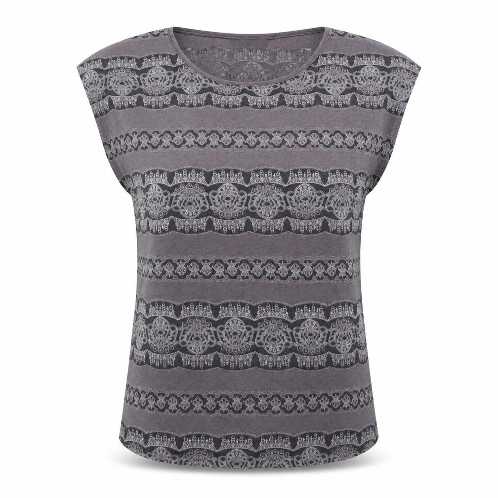 Front view of Oasis Women's Grey Geometric T-Shirt, size S