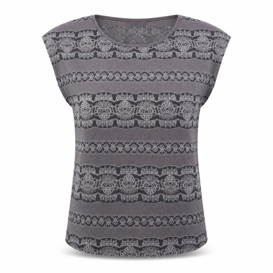 Front view of Oasis Women's Grey Geometric T-Shirt, size S