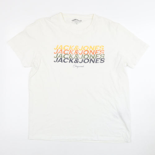 Jack & Jones Men's White L Graphic Print T-Shirt