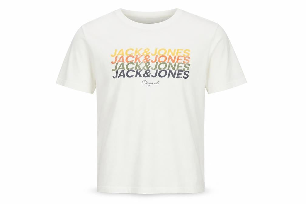 Front view of Jack & Jones Men's White L Graphic Print T-Shirt