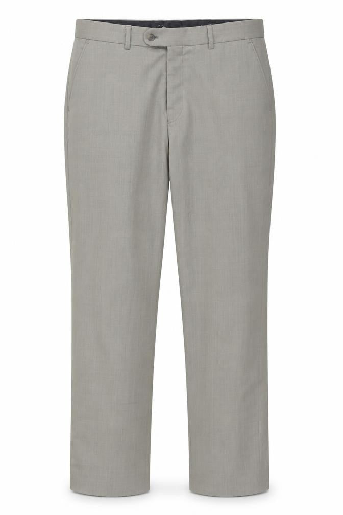 Front view of Jeff Banks Men's Grey Wool Trousers, L, Travel