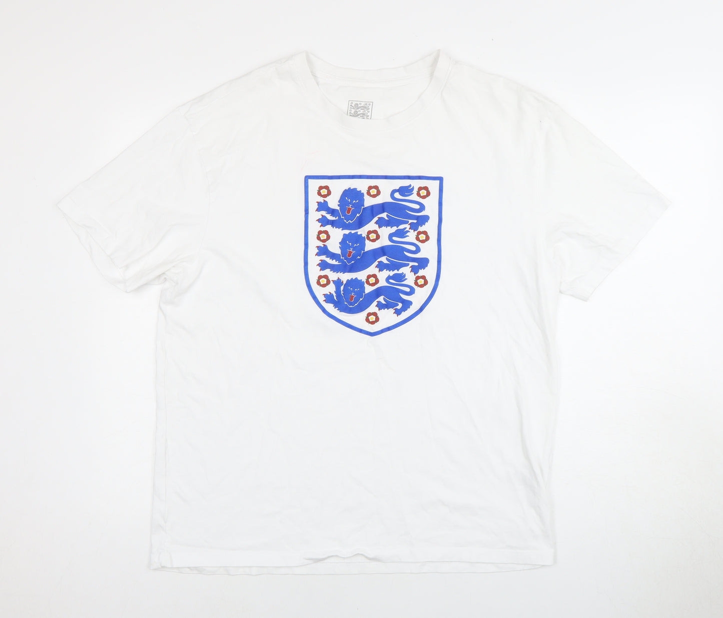 England Men's White L Sports Graphic T-Shirt, Cotton, Crew Neck
