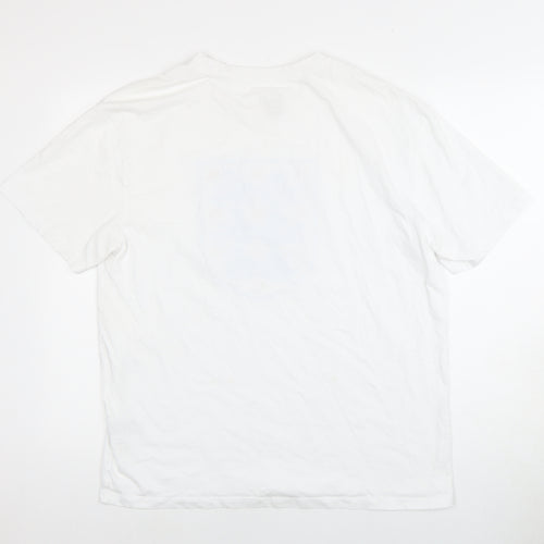 England Men's White L Sports Graphic T-Shirt, Cotton, Crew Neck