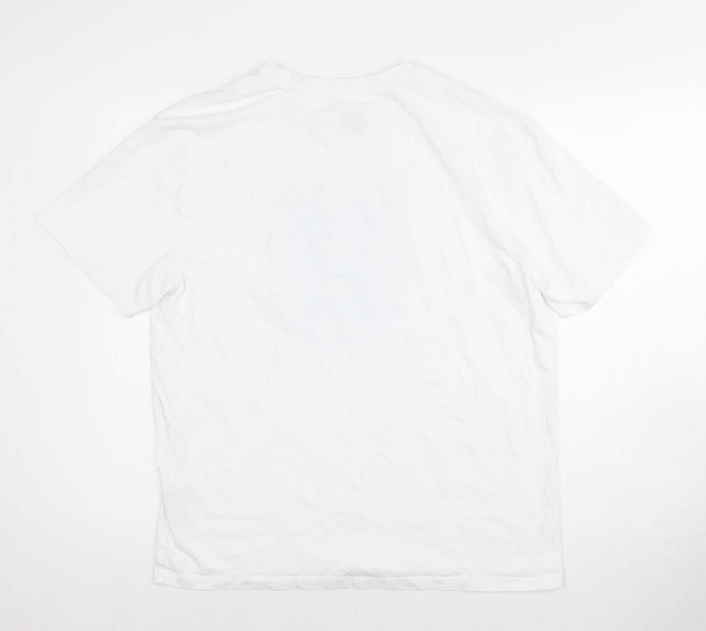England Men's White L Sports Graphic T-Shirt, Cotton, Crew Neck