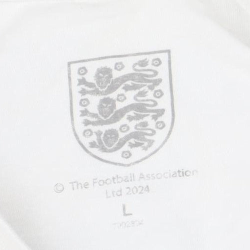 England Men's White L Sports Graphic T-Shirt, Cotton, Crew Neck
