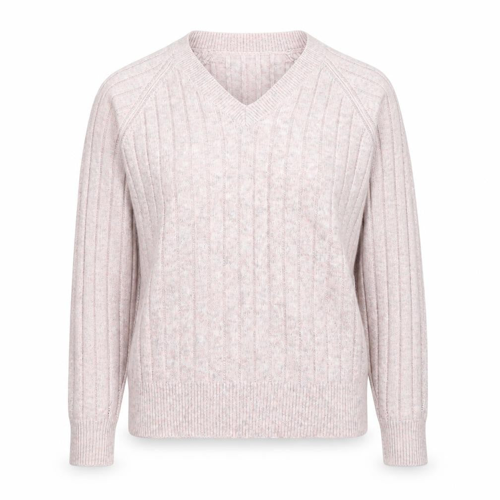 Front view of Next Women’s Pink V-Neck Jumper, size S, Pullover Style