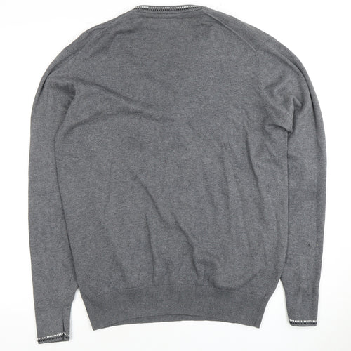 Ben Sherman Men's Grey V-Neck Jumper, Size Medium.