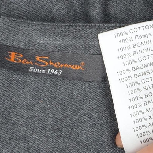 Ben Sherman Men's Grey V-Neck Jumper, Size Medium.