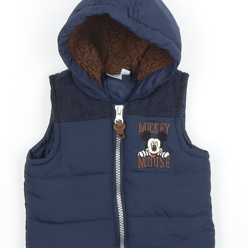 Disney Mickey Mouse Blue Puffer Jacket 0-3 Months Unisex