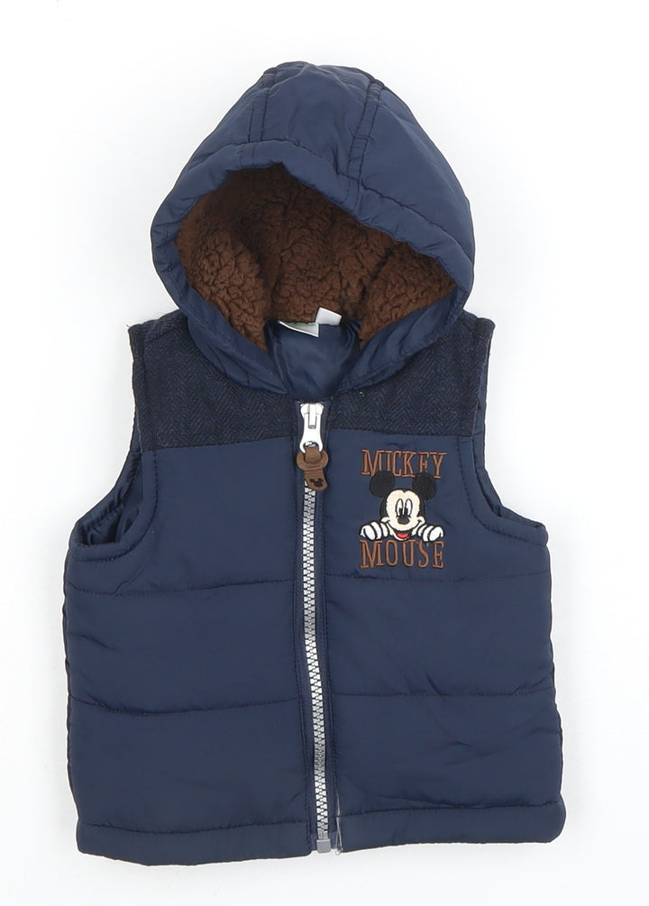 Disney Mickey Mouse Blue Puffer Jacket 0-3 Months Unisex