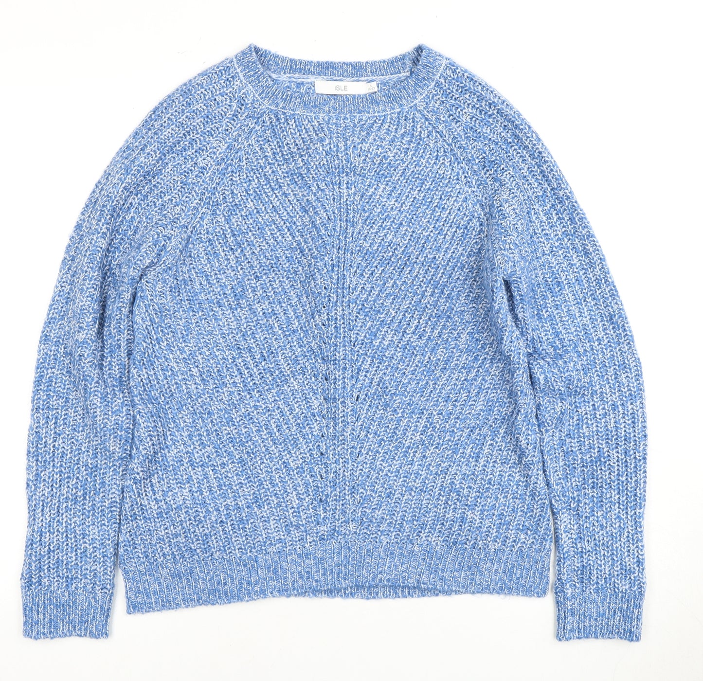 ISLE Women's Blue Chunky-Knit Pullover Jumper Size 10