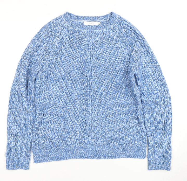 ISLE Women's Blue Chunky-Knit Pullover Jumper Size 10