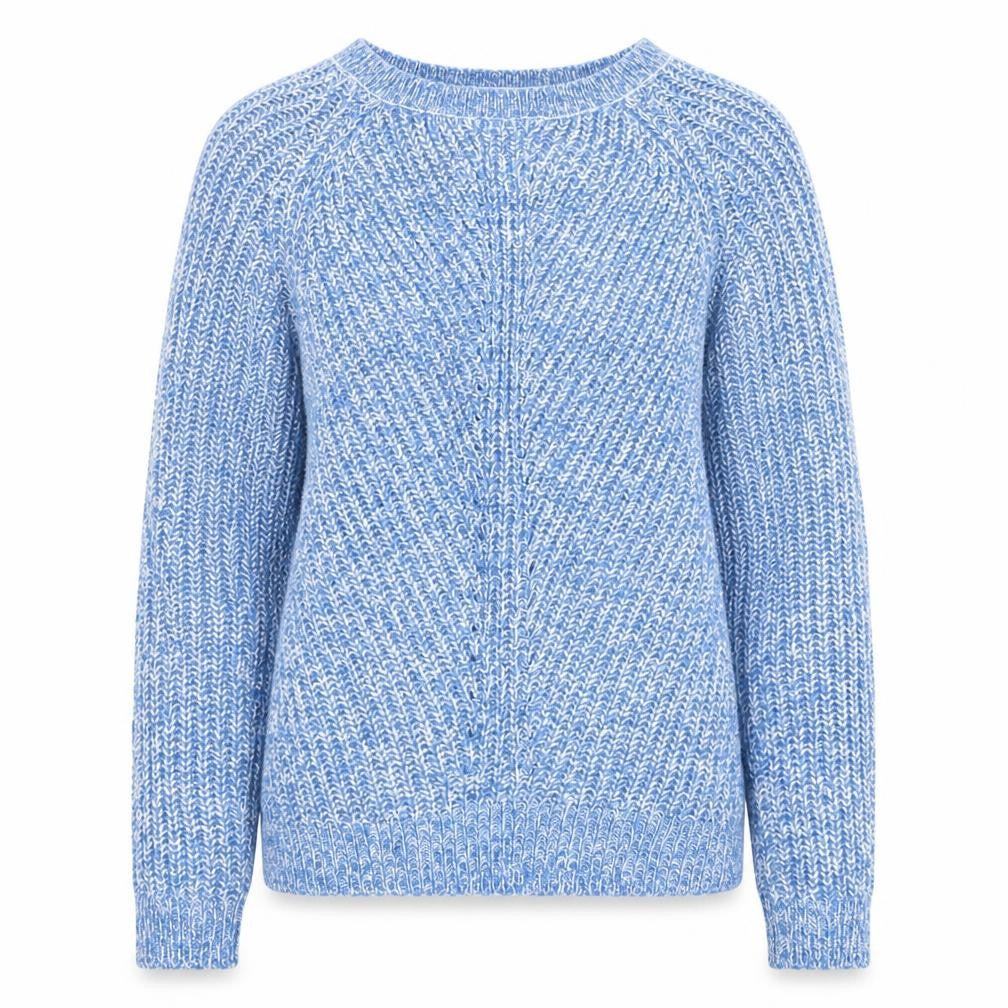 Front view of ISLE Women's Blue Chunky-Knit jumper, size 10