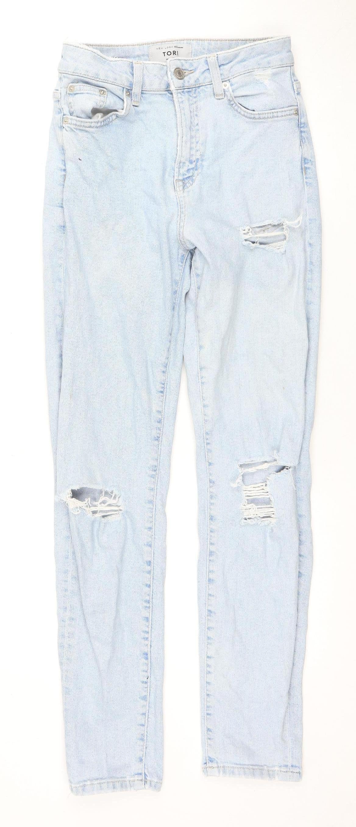 New Look Girls' Blue Ripped Straight Denim Jeans, Size 13