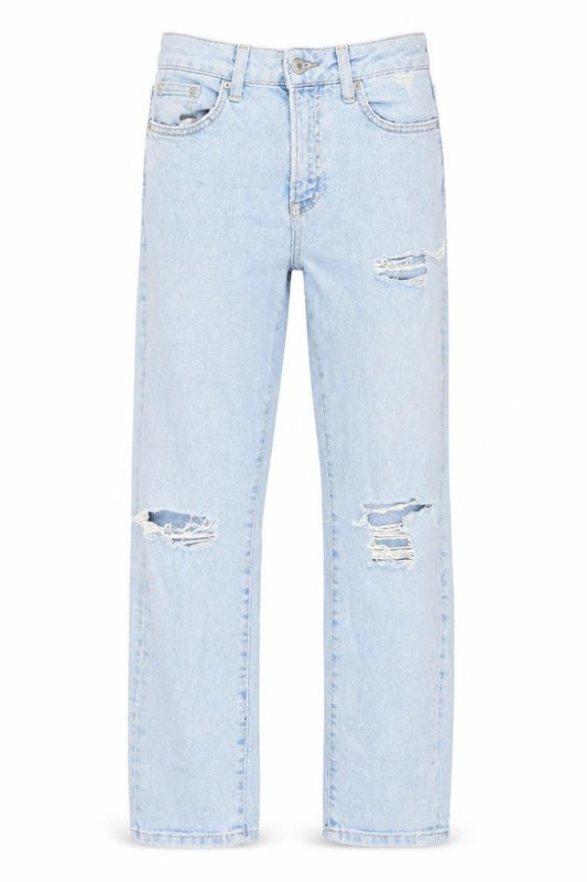 New Look Girls' Blue Ripped Straight Denim Jeans, Size 13
