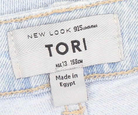 New Look Girls' Blue Ripped Straight Denim Jeans, Size 13