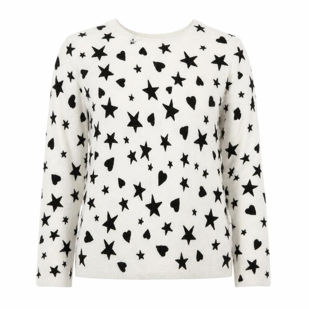 Front view of Marks & Spencer Women's White, size 6, Star jumper
