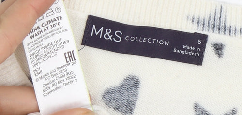 Marks and Spencer Women's White Size 6 Star Pullover Jumper