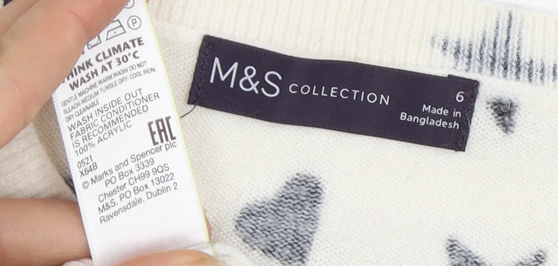 Marks and Spencer Women's White Size 6 Star Pullover Jumper