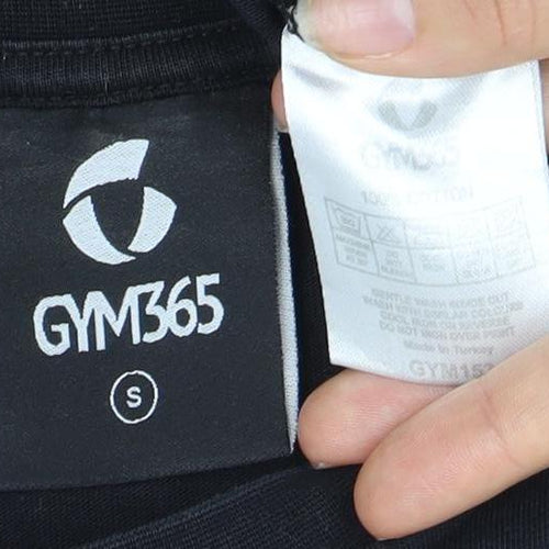 GYM365 Men's Black Cotton T-Shirt - Small